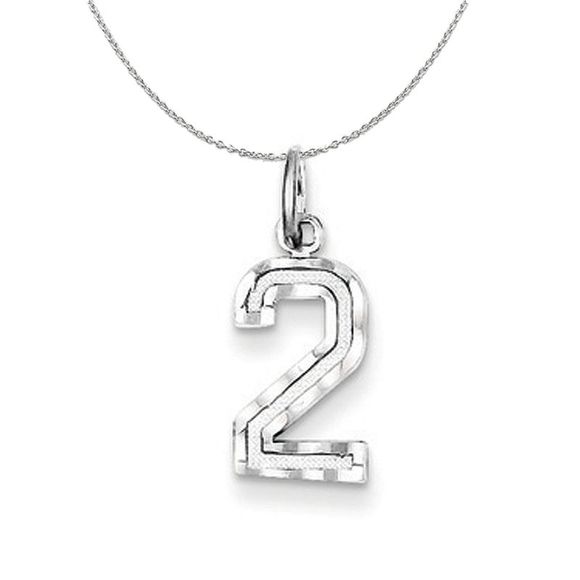 Silver Varsity Collection Small D/C Number 2 Necklace - 18 In